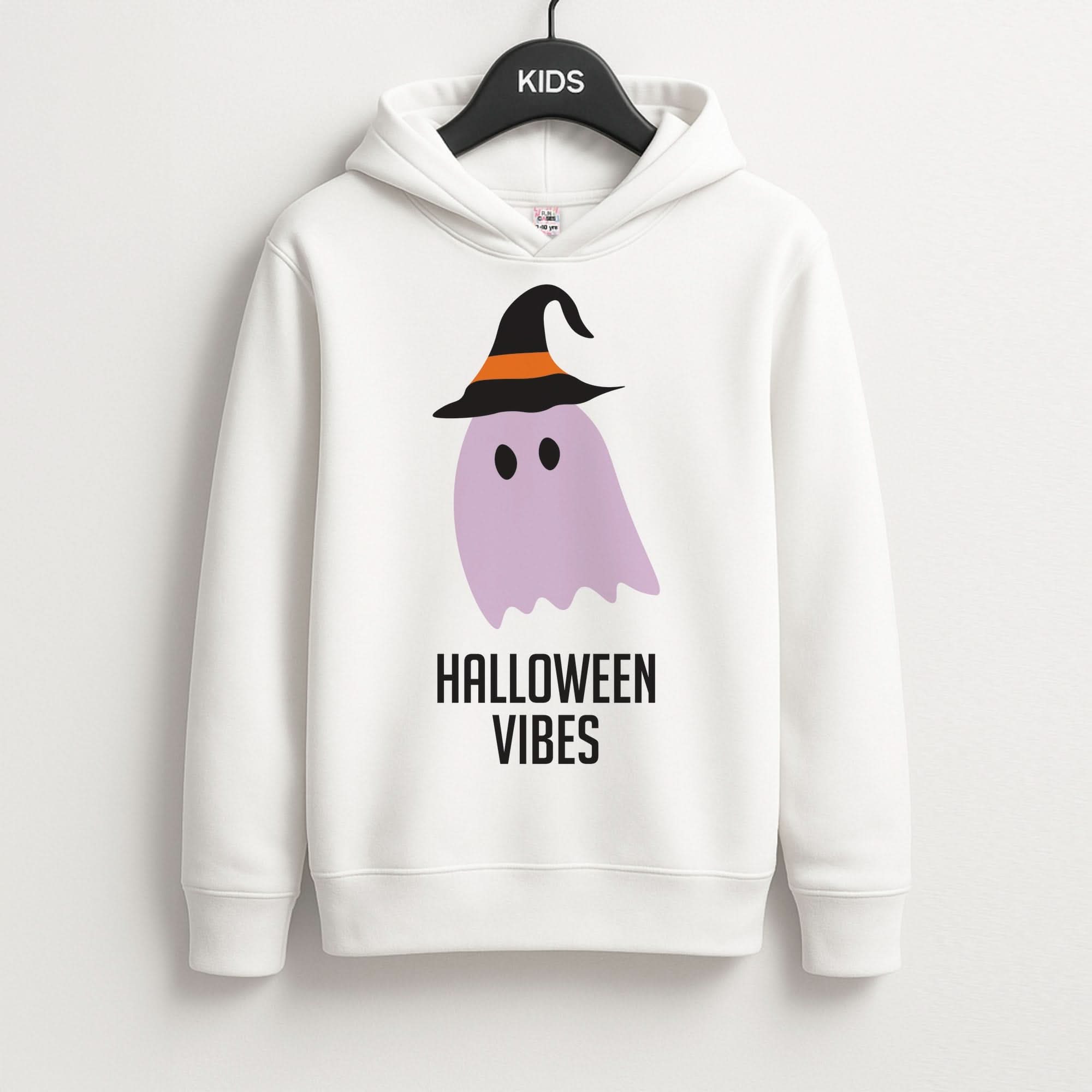 Purple Ghost Halloween Vibes Kids Hoodie