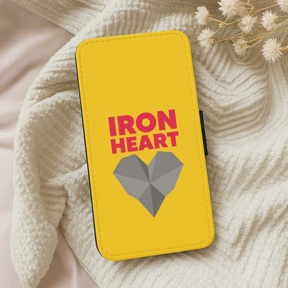 Metal Heart Leather Phone Case