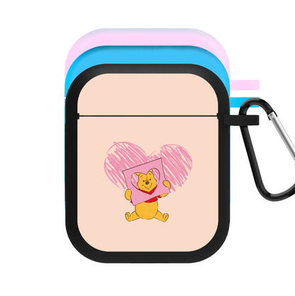 Pooh Heart Drawing Valentine's AirPods Case