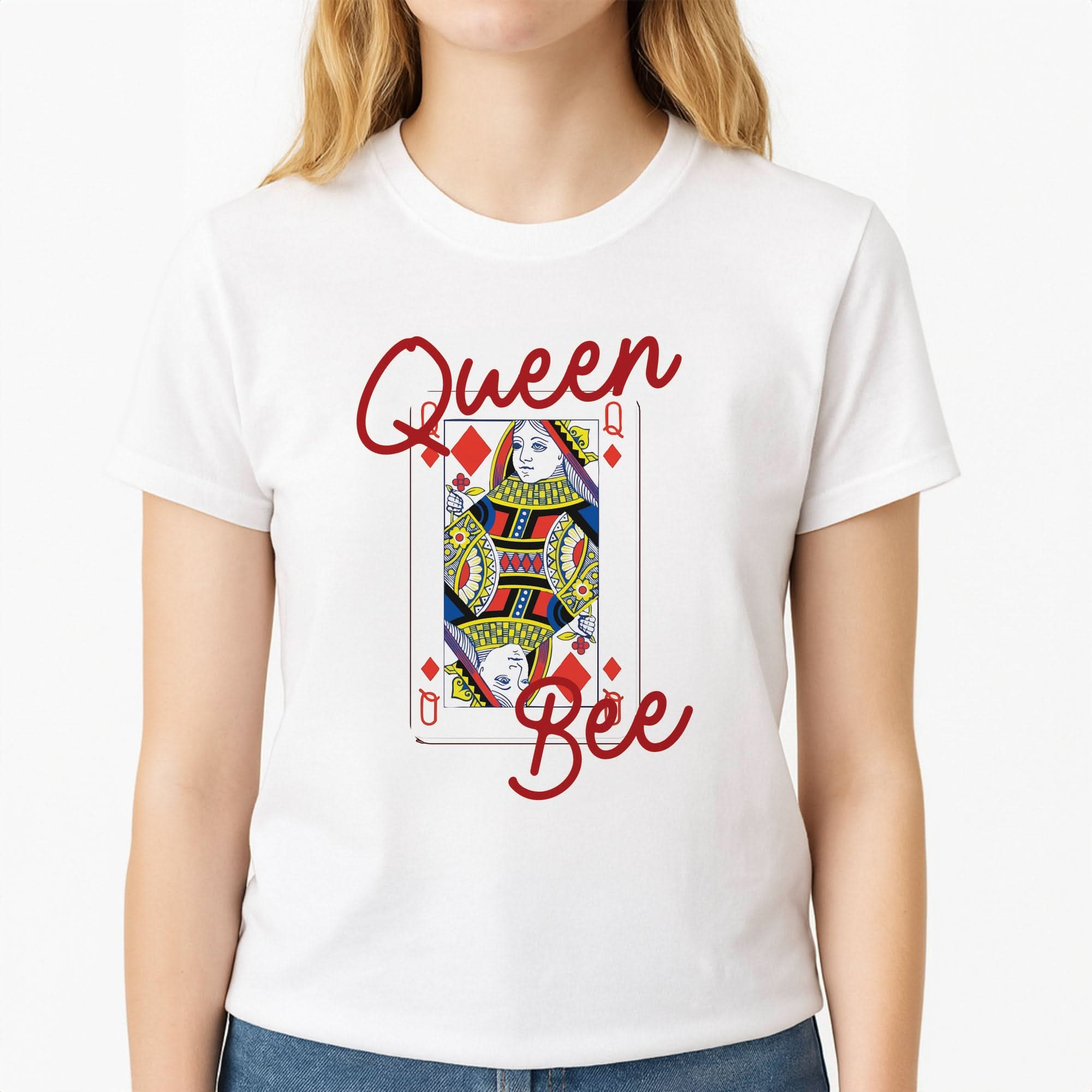 Queen Bee Playing Card Womens T-Shirt