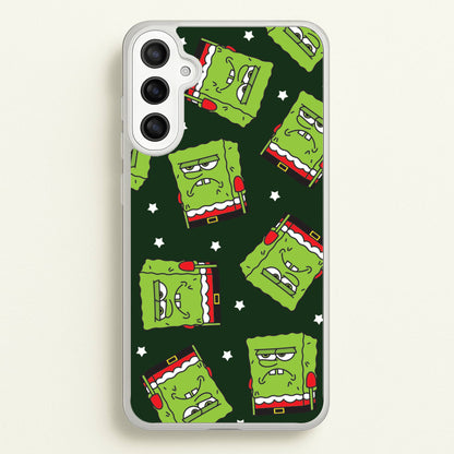Grumpy Christmas Cartoon Sponge Pattern Galaxy A36 Case