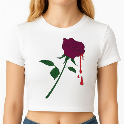 Dark Pink Rose Crop Top