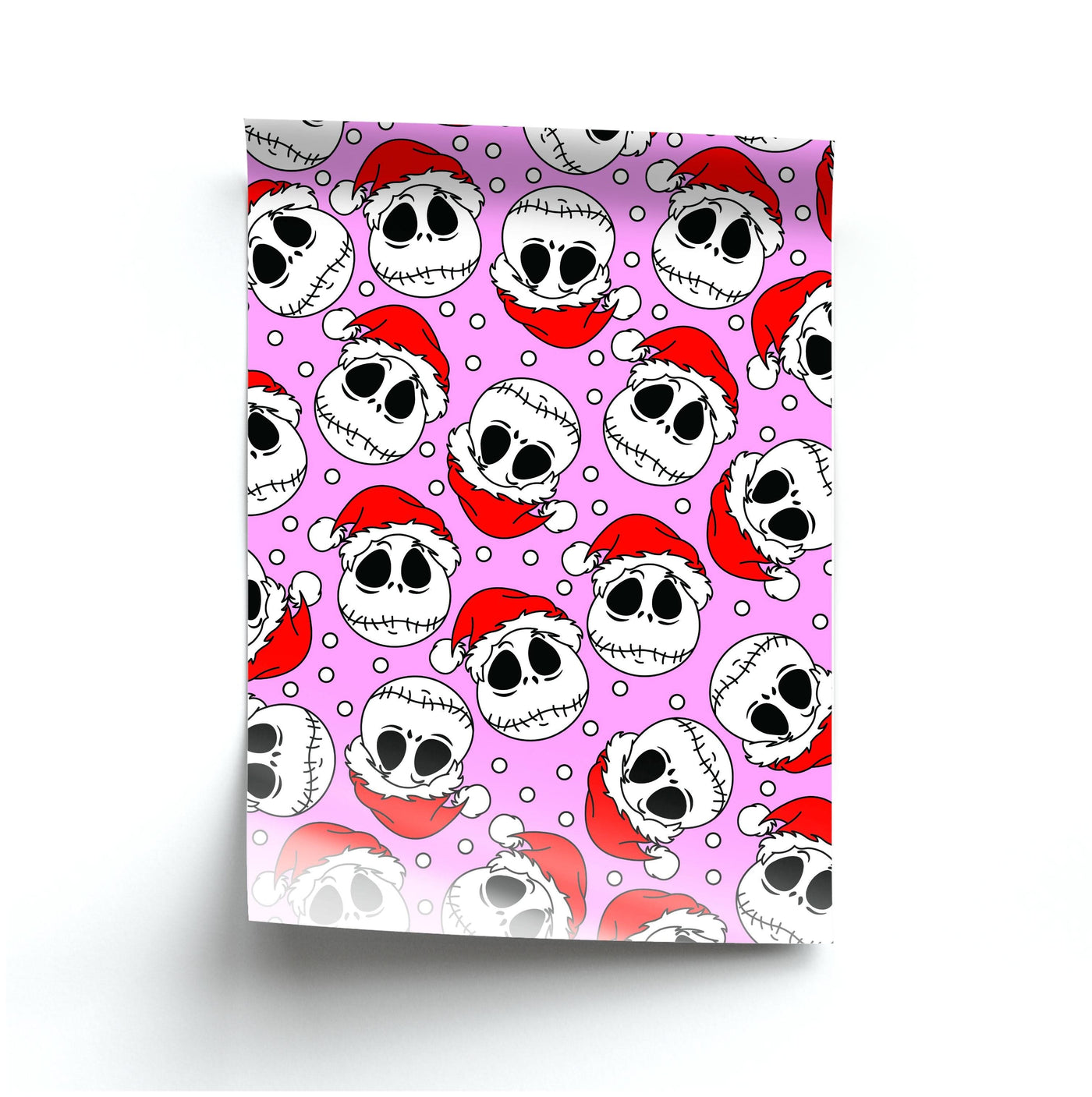 Pink Christmas Skull Pattern Poster