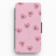 Ew Love Heart Lolipops Pattern Flip / Wallet Phone Case 1