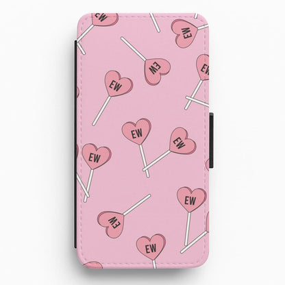 Ew Love Heart Lolipops Pattern Flip / Wallet Phone Case
