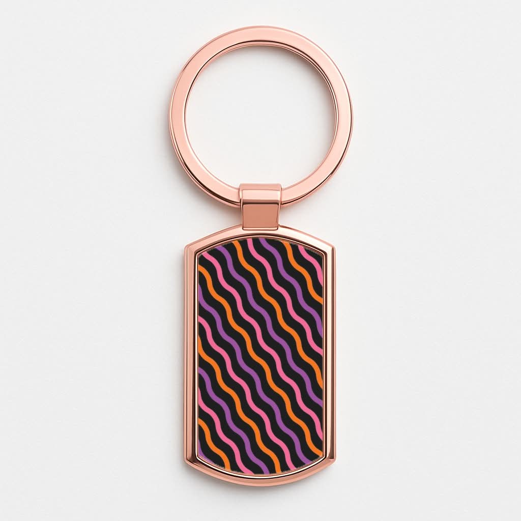 Wavy Abstract Halloween Pattern Rose Gold Keyring