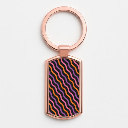Wavy Abstract Halloween Pattern Rose Gold Keyring