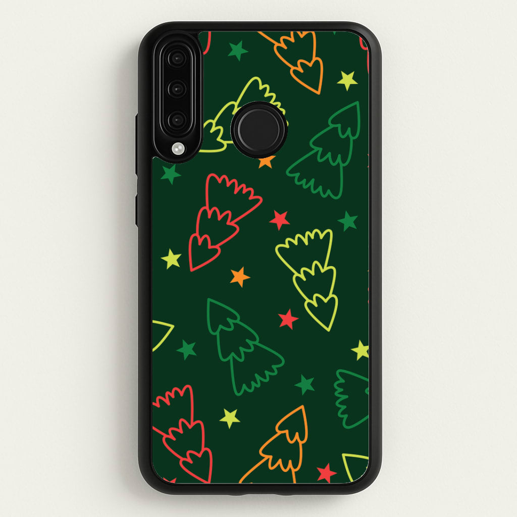 Colourful Christmas Tree Outlines Pattern Huawei P30 Lite Case