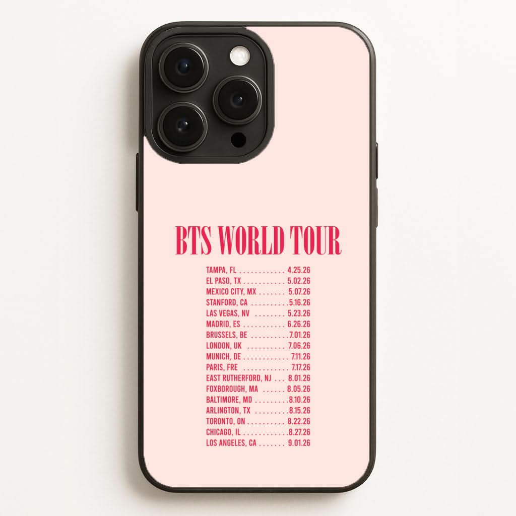 K-Pop Band World Tour List 2026 Phone Case for Apple iPhone, Samsung Galaxy, Huawei and Google Pixel