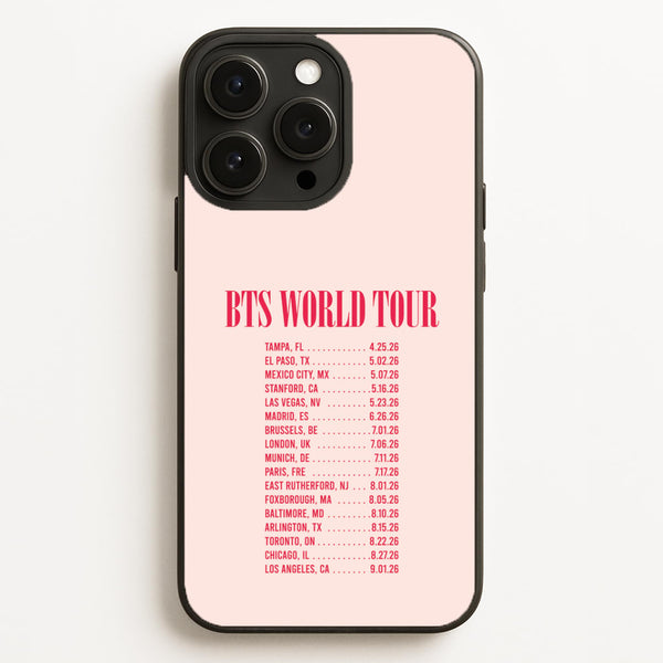 K-Pop Band World Tour List 2026 iPhone 16 Pro Case