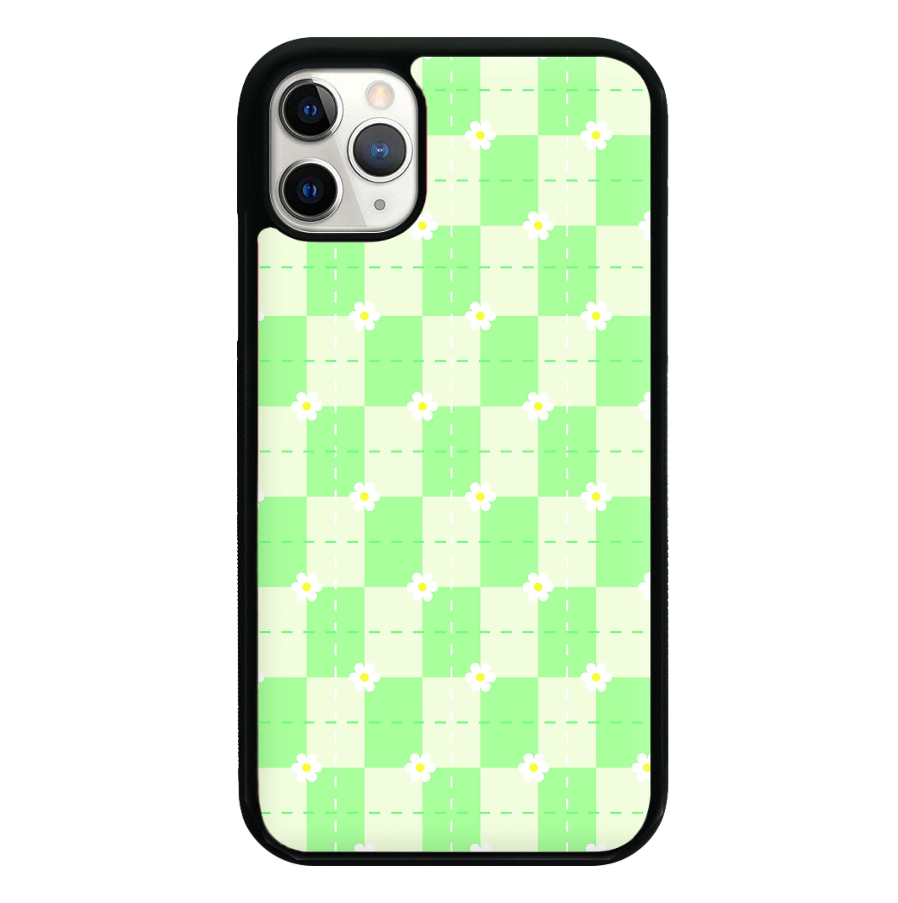 Green Plaid Daisies  Phone Case