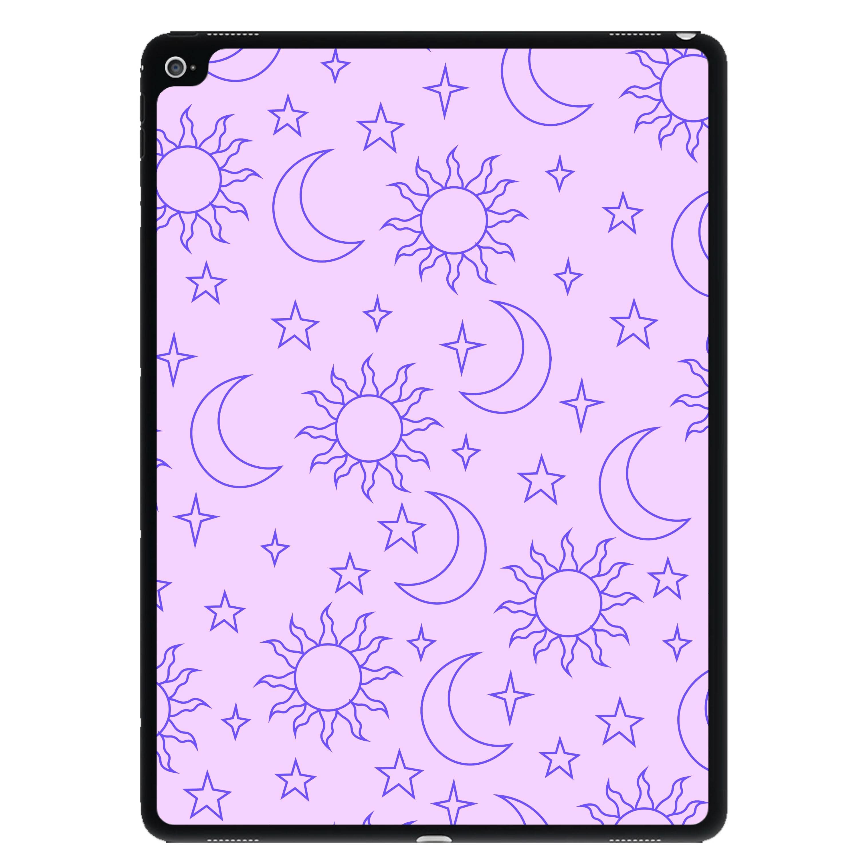 Sun, Moon And Stars Pattern Mauve iPad Case