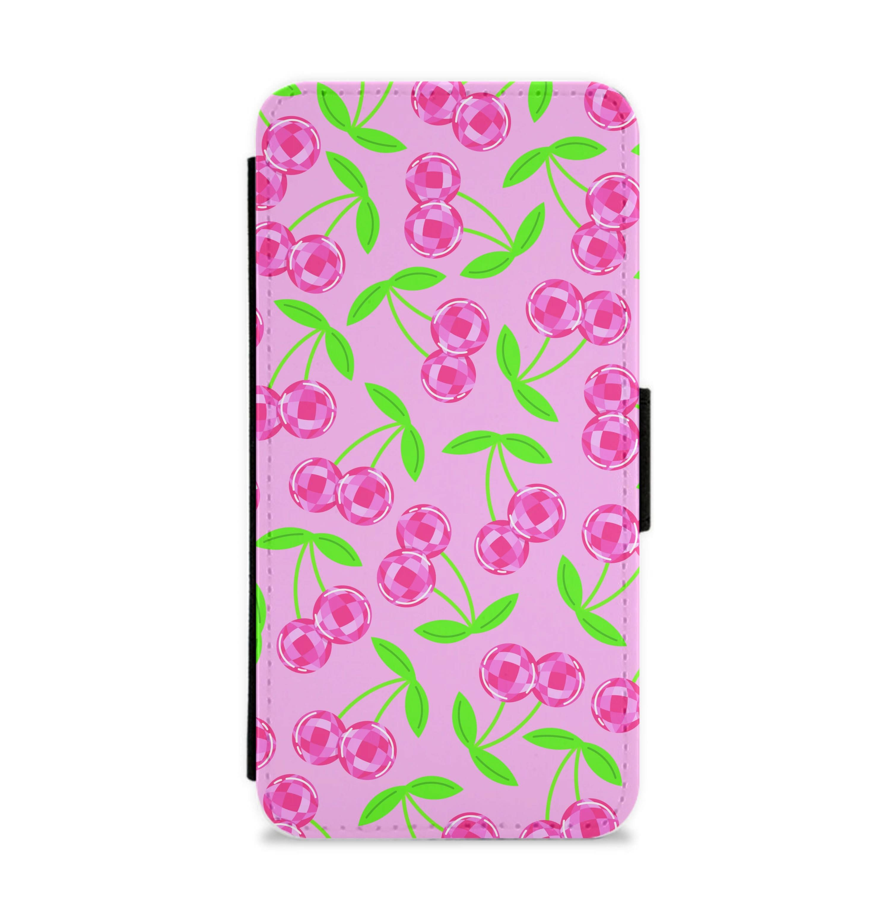 Disco Cherries Pattern Flip / Wallet Phone Case