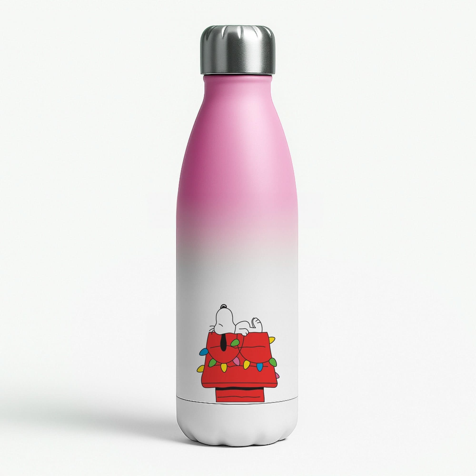 Cartoon Beagle Fairylights Pink Water Bottle