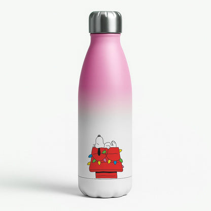 Cartoon Beagle Fairylights Pink Water Bottle