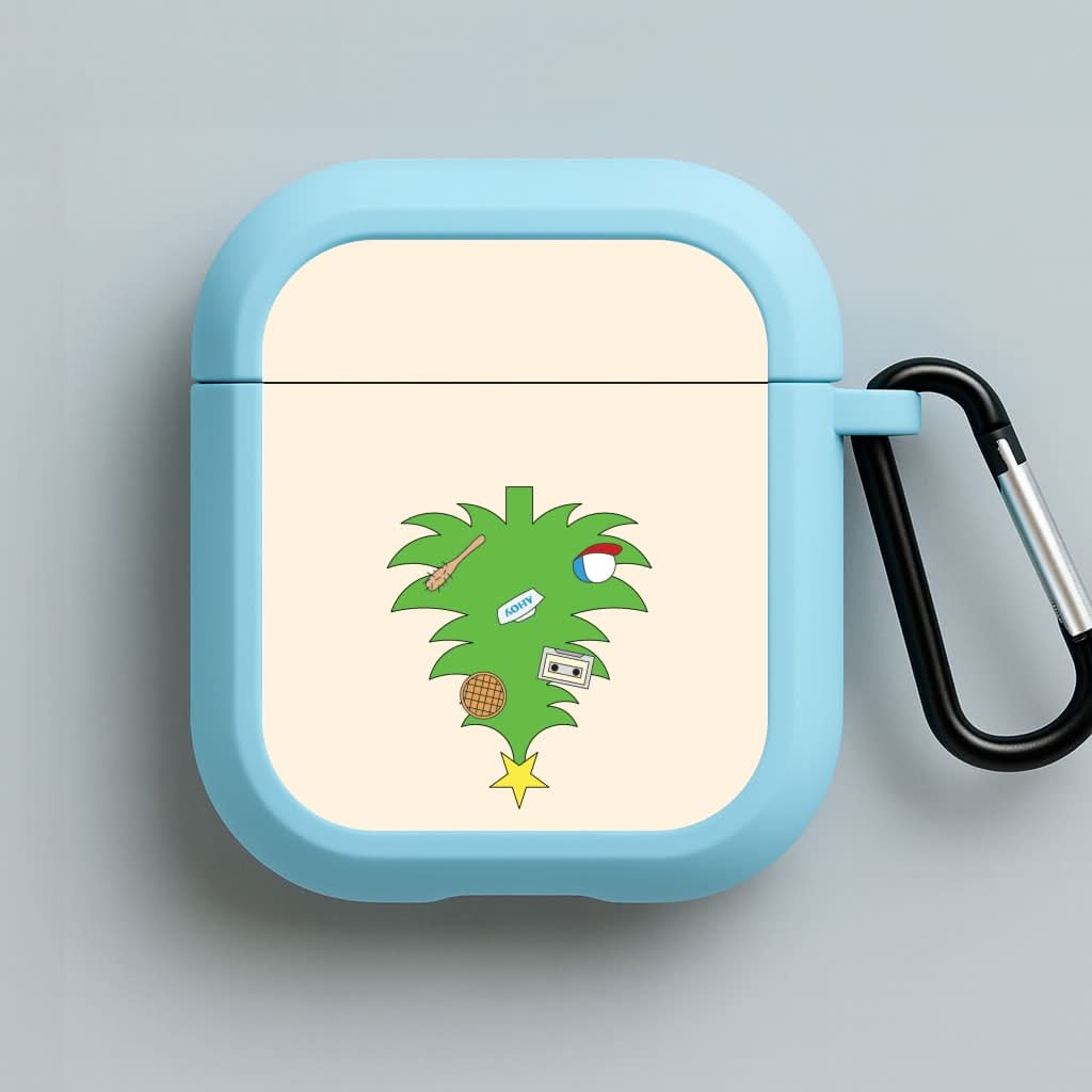 Upside Down Christmas Tree Blue AirPods Case