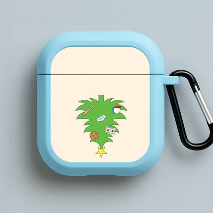 Upside Down Christmas Tree Blue AirPods Case