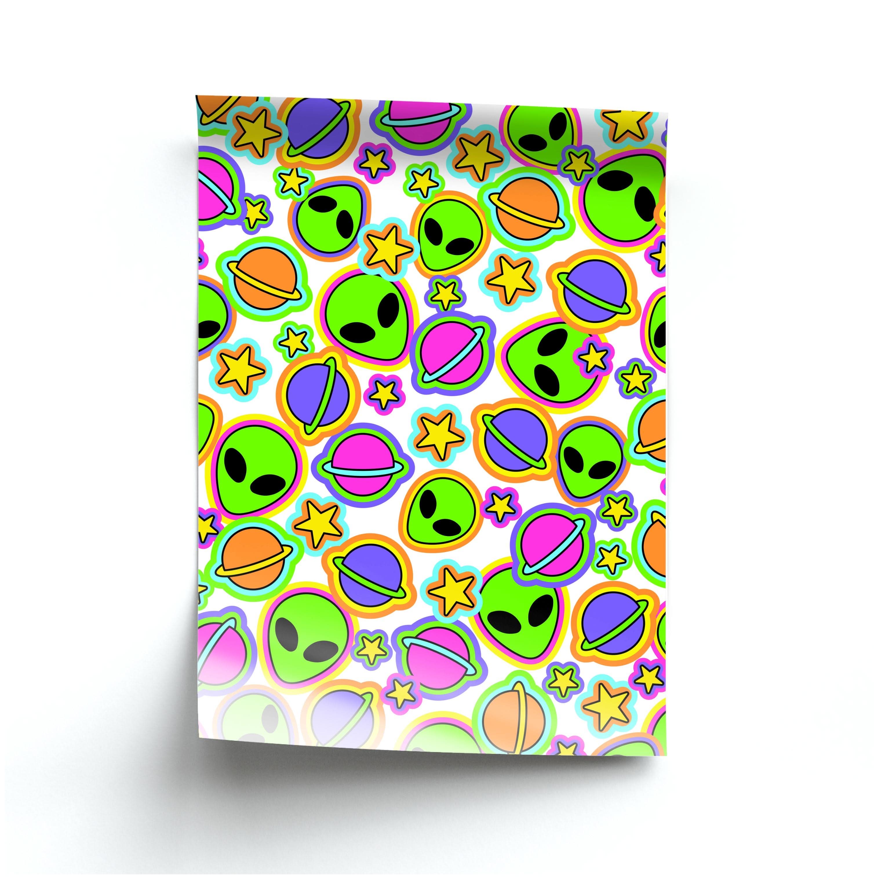 Colourful Aliens And Stars Poster