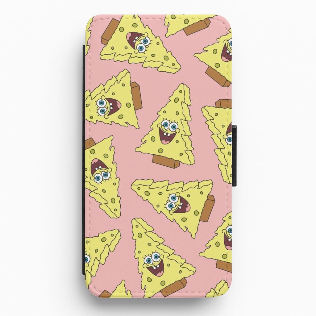 Christmas Tree Cartoon Sponge Pattern Flip / Wallet Phone Case
