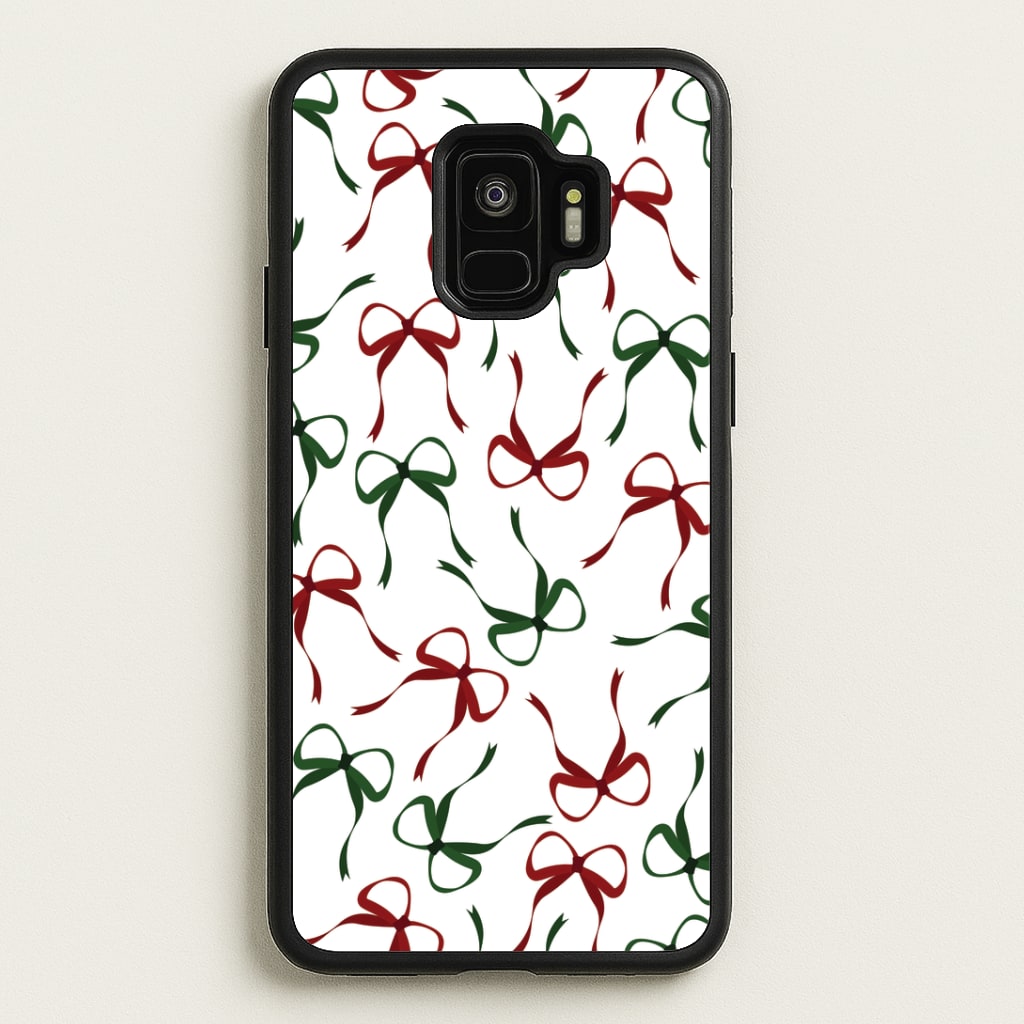 Red And Green Coquette Christmas Bows Pattern Galaxy S9 Case