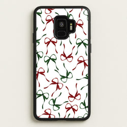 Red And Green Coquette Christmas Bows Pattern Galaxy S9 Case