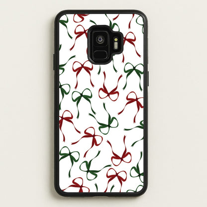 Red And Green Coquette Christmas Bows Pattern Galaxy S9 Case
