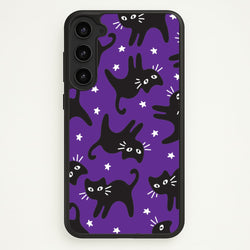 Cartoon Black Cats And Stars Pattern Galaxy S23 Case