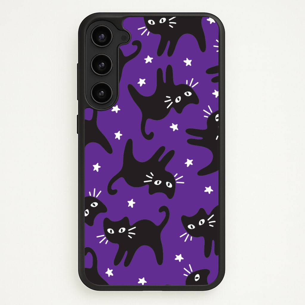 Cartoon Black Cats And Stars Pattern Galaxy S23 Plus Case