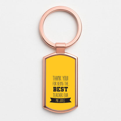 Thank You For Being The Best Teacher Rose Gold Keyring