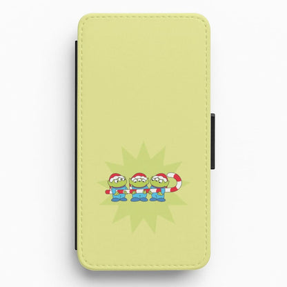 Cute Green Aliens Candycane Flip / Wallet Phone Case