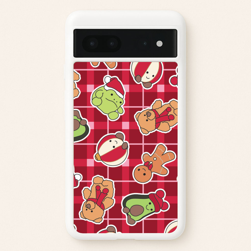 Christmas Plushies Tartan Pattern Google Pixel 7 Case