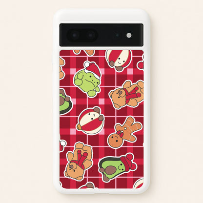 Christmas Plushies Tartan Pattern Google Pixel 7 Case