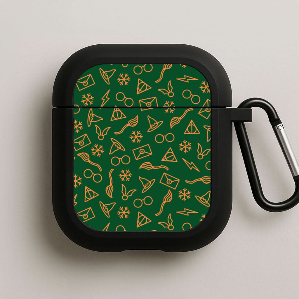 Christmas Wizard Icons Pattern AirPods Case
