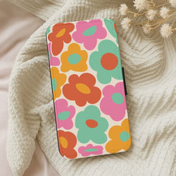 Abstract Trippy Retro Flowers Leather Phone Case