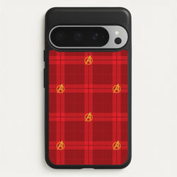 Superhero Team Red Tartan Pattern Google Pixel 9 Pro XL Case