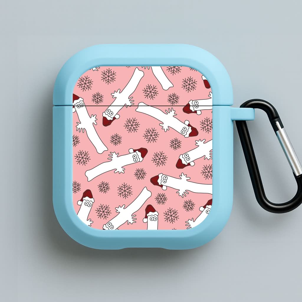 Wiggly Moom Xmas Hat Pattern Blue AirPods Case