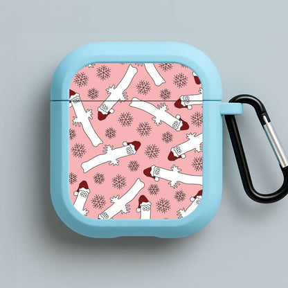 Wiggly Moom Xmas Hat Pattern Blue AirPods Case