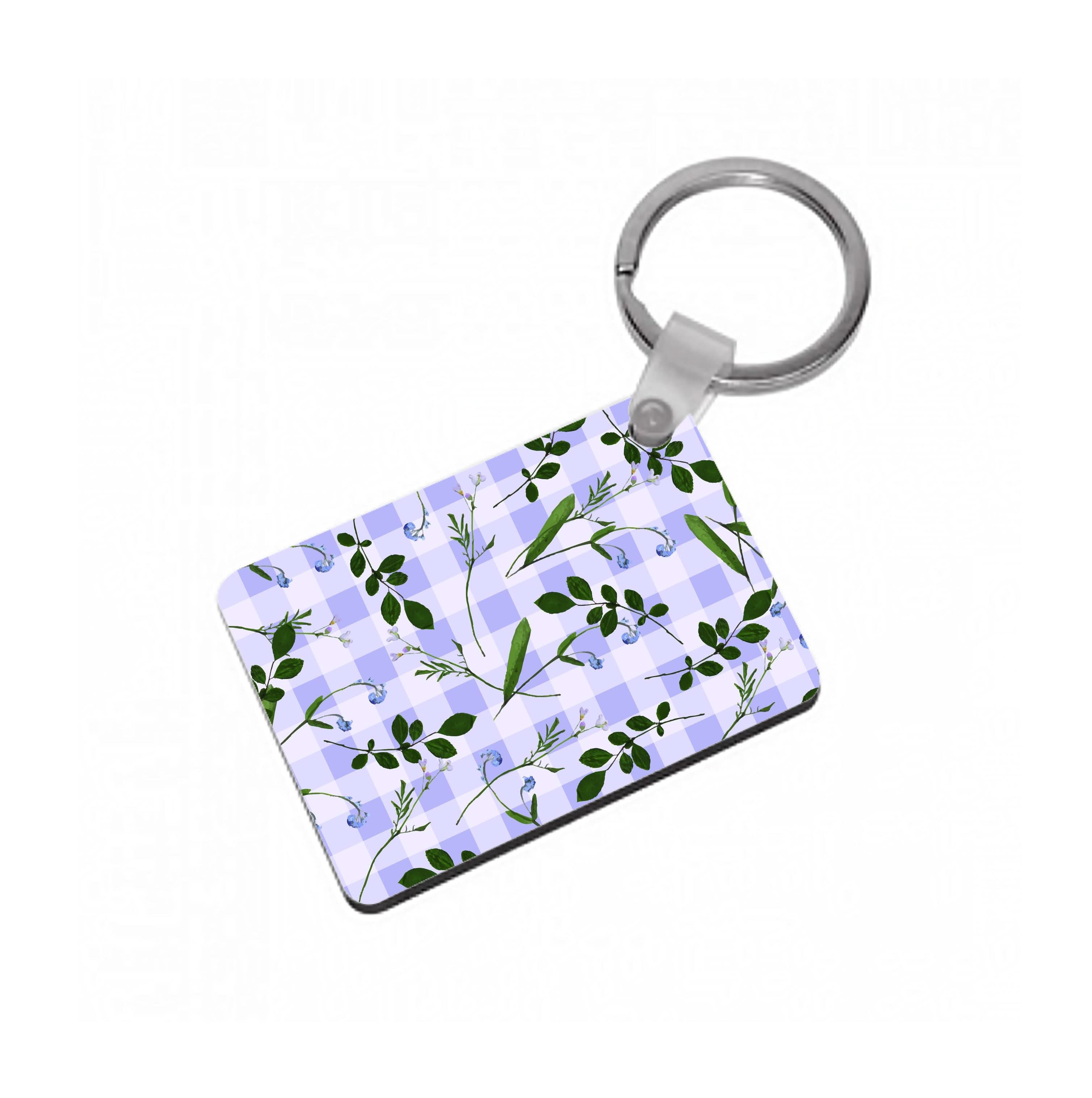 Checkered Pressed Flowers Pattern Keyring