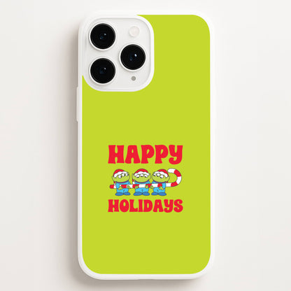 Happy Holidays Cute Green Aliens iPhone 16 Pro Max Case