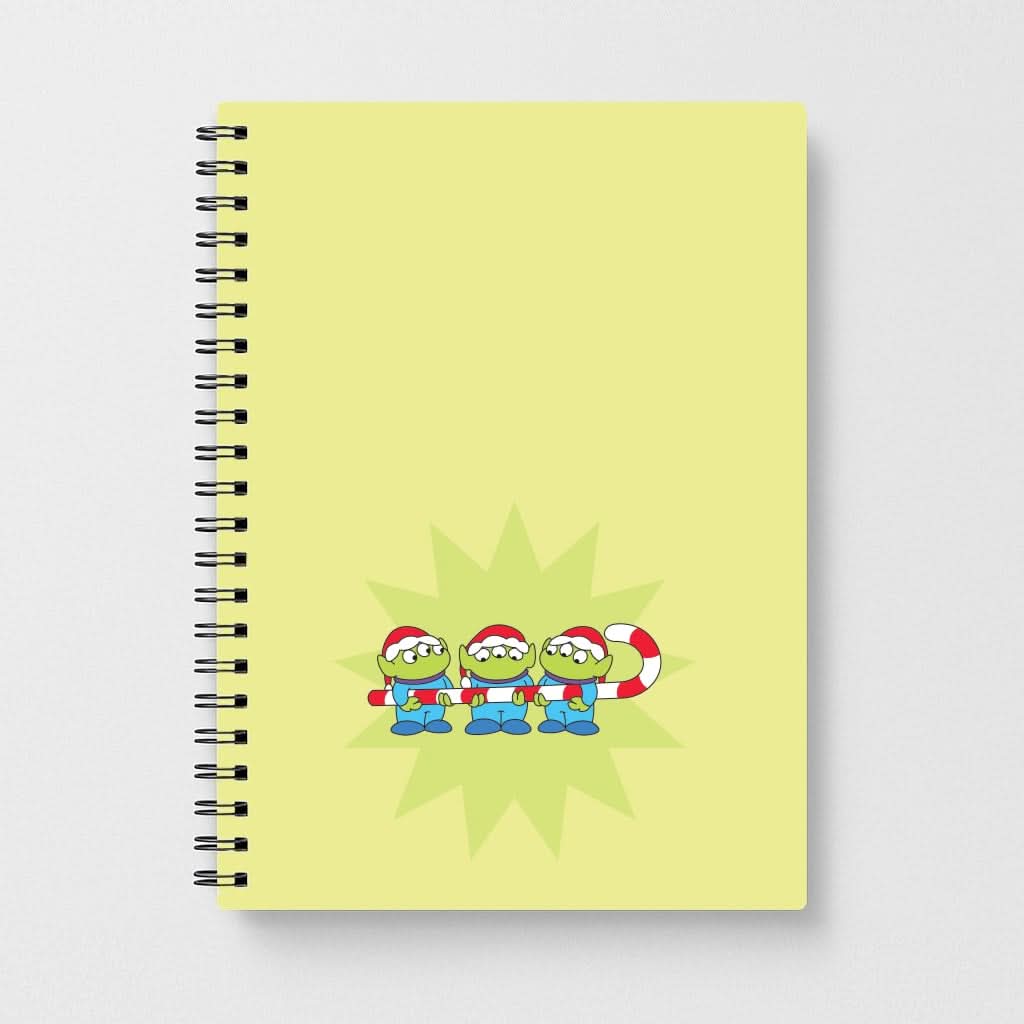 Cute Green Aliens Candycane Notebook