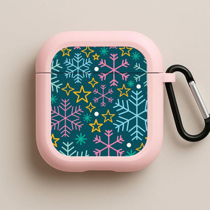 Colourful Christmas Symbols Pattern Pink AirPods Case