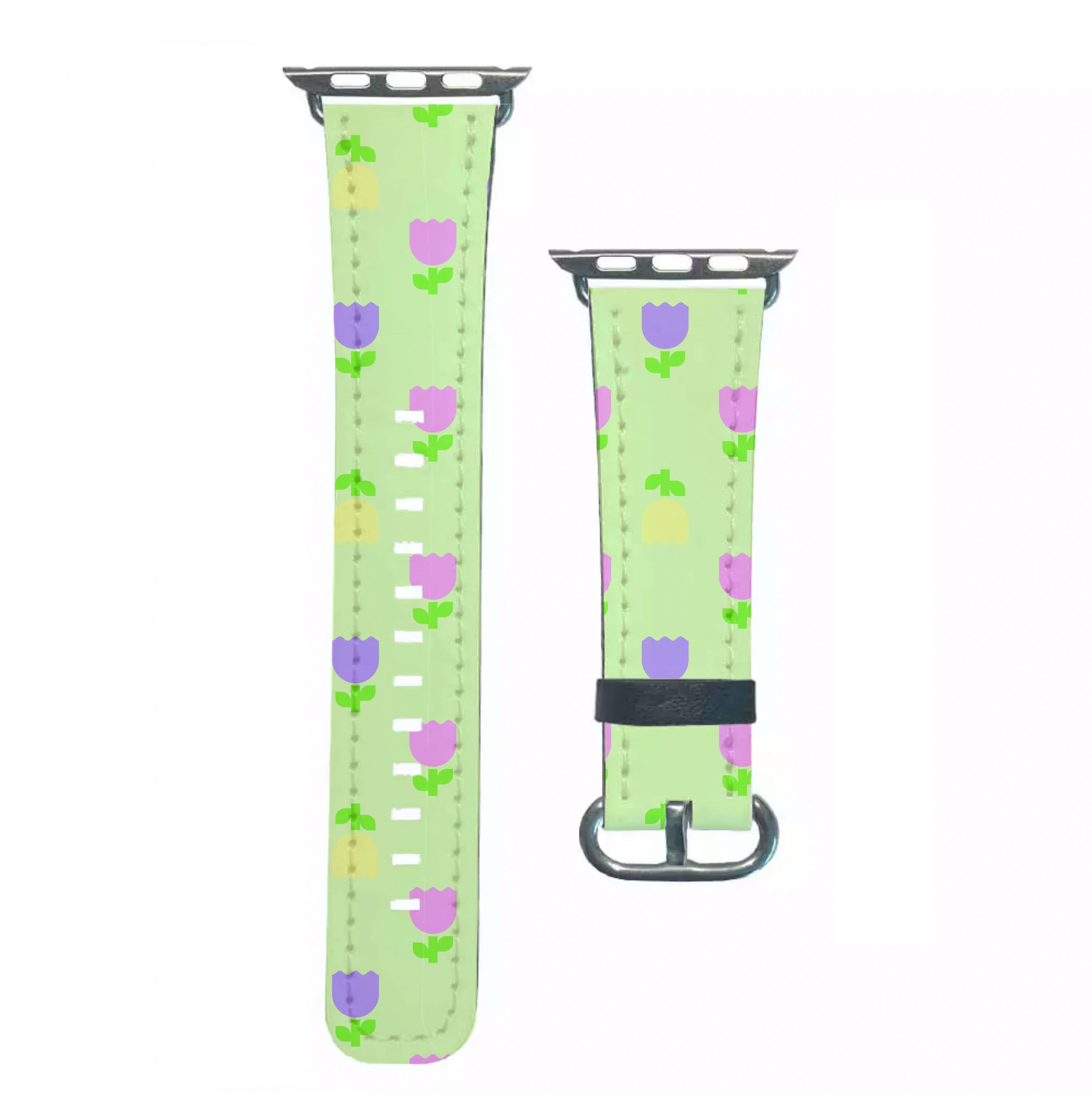 Pastel Tulips Pattern Apple Watch Strap