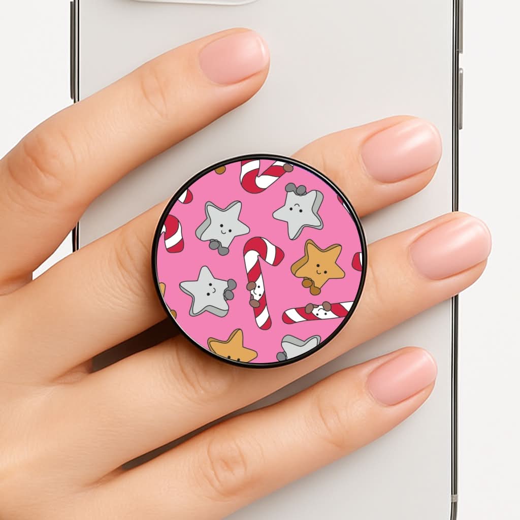 Pink Christmas Plushies Pattern Phone Grip