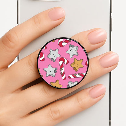 Pink Christmas Plushies Pattern Phone Grip