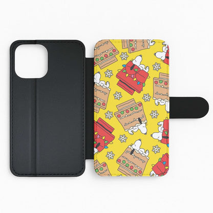 Cartoon Beagle Fairylights And Gingerbead Pattern Flip Phone Case