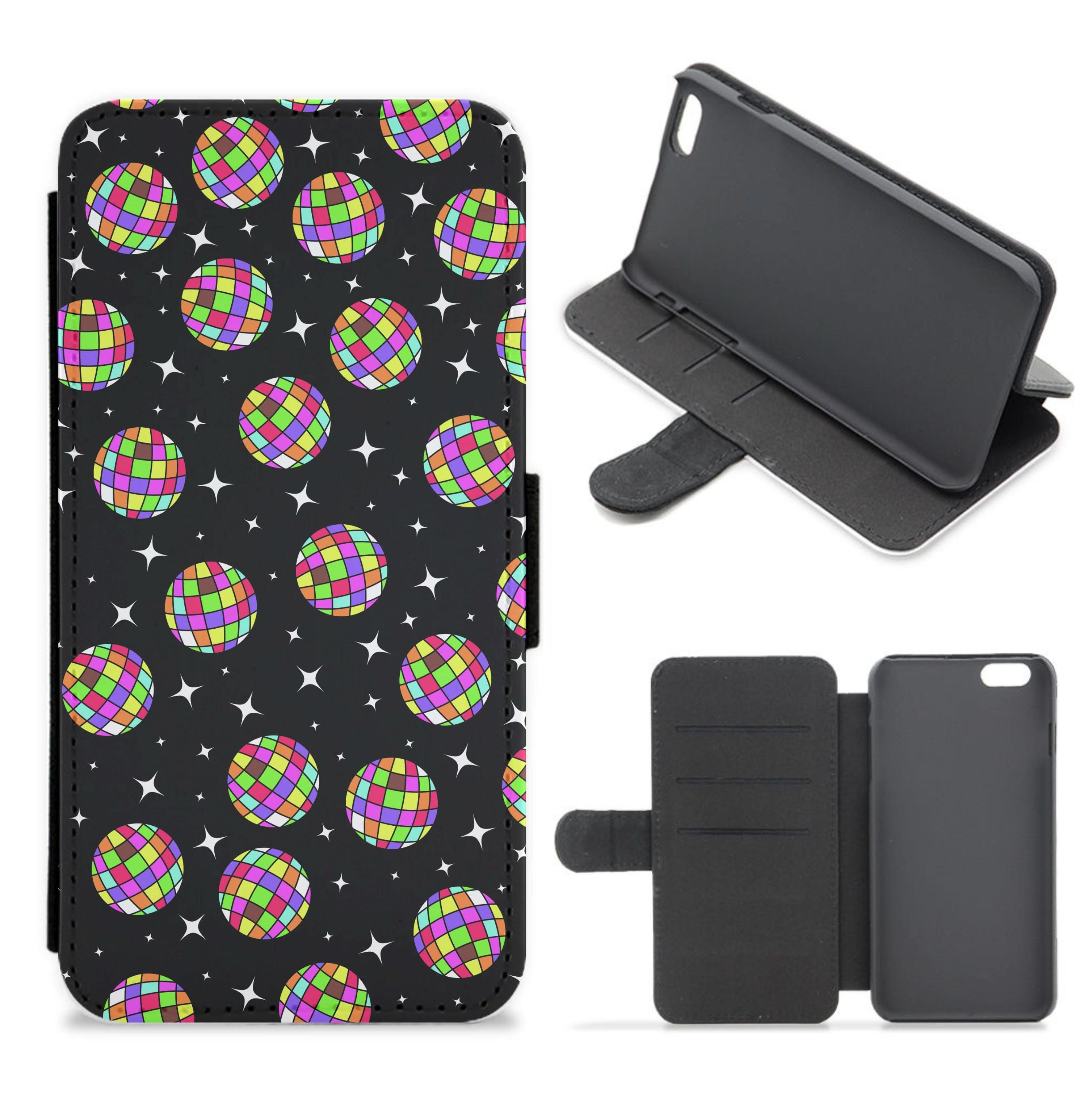 Rainbow Discoballs Flip / Wallet Phone Case