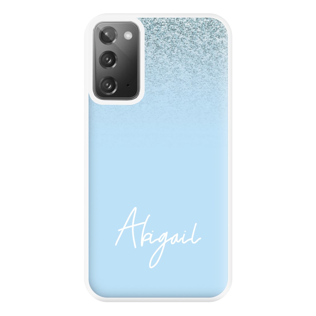 Blue Glitter Personalised Name Galaxy Note 20 Case