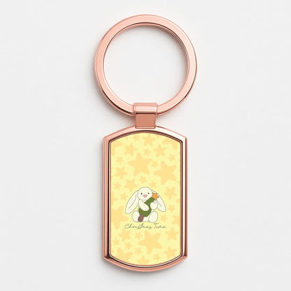 Christmas Bunny Stars Plush Rose Gold Keyring