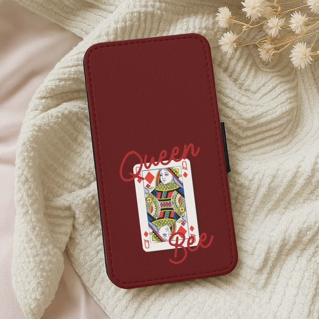 Queen Bee Playing Card Leather Phone Case