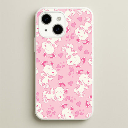Cartoon Beagle Valentine Hearts Pattern iPhone 15 Plus Case